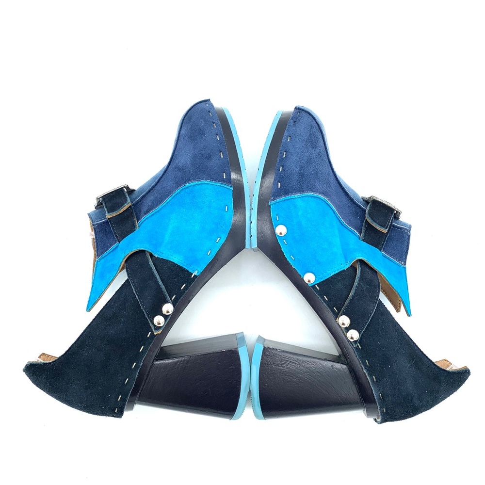 John Fluevog Summer Of Love Amor Blue Suede Shoes Clogs - Picture 8 of 12